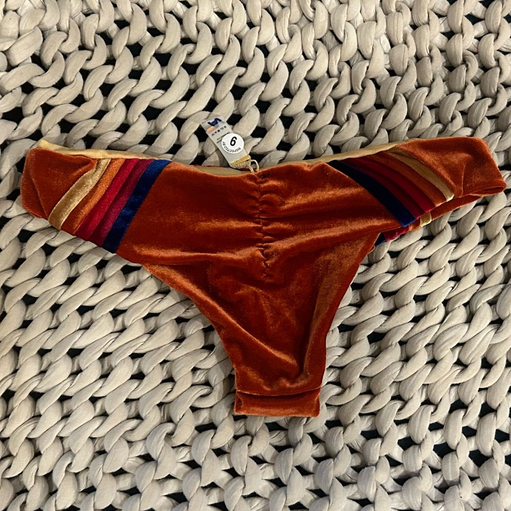 Aviator Nation 🆕 5-Stripe Scrunch Velvet Bikini Bottoms XS
